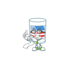 A funny face character of USA stripes glass holding a menu