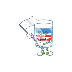 Funny USA stripes glass cartoon character design with a flag