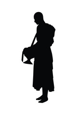 Buddhist monk silhouette vector