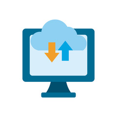 Isolated cloud computing and computer flat style icon vector design