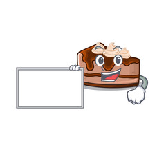 cartoon character of chocolate cheesecake design concept bring a board