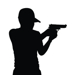 Man with gun silhouette vector