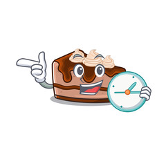 cartoon character concept chocolate cheesecake having clock