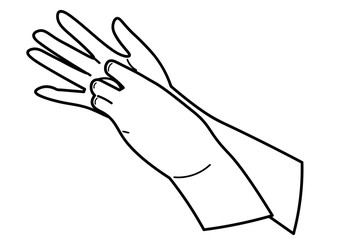 爪の間を洗う手のイラスト　白黒