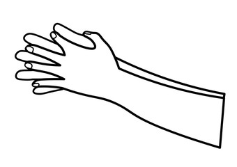 指の間を洗い手のイラスト　白黒