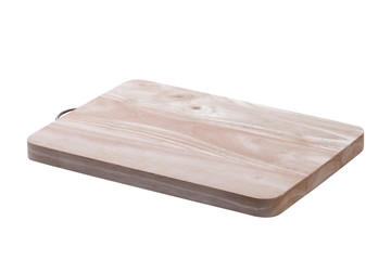 Wood cutting board on a white background.
