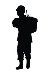 Soldier silhouette vector, Parachuting airborn