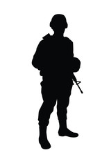 Soldier silhouette vector, Parachuting airborn