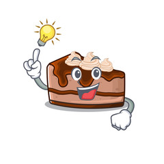 a clever chocolate cheesecake cartoon character style have an idea gesture