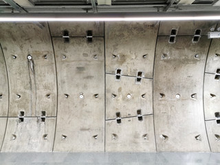 Background of concrete wall of subway metro tunnel