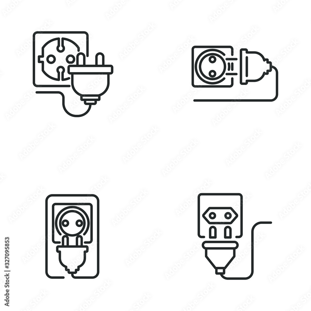 Poster electric socket with a plug icon template color editable. electric socket with a plug symbol vector 