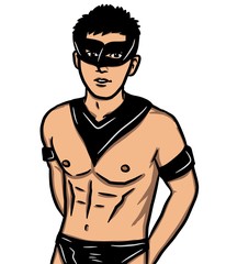 cartoon sexy man on white background