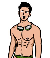 Fototapeta premium cartoon sexy man on white background