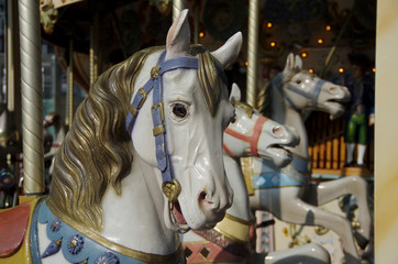 Fototapeta na wymiar Vintage carousel with horses