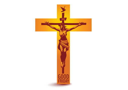 jesus christ on cross, orange, good friday clip art preview