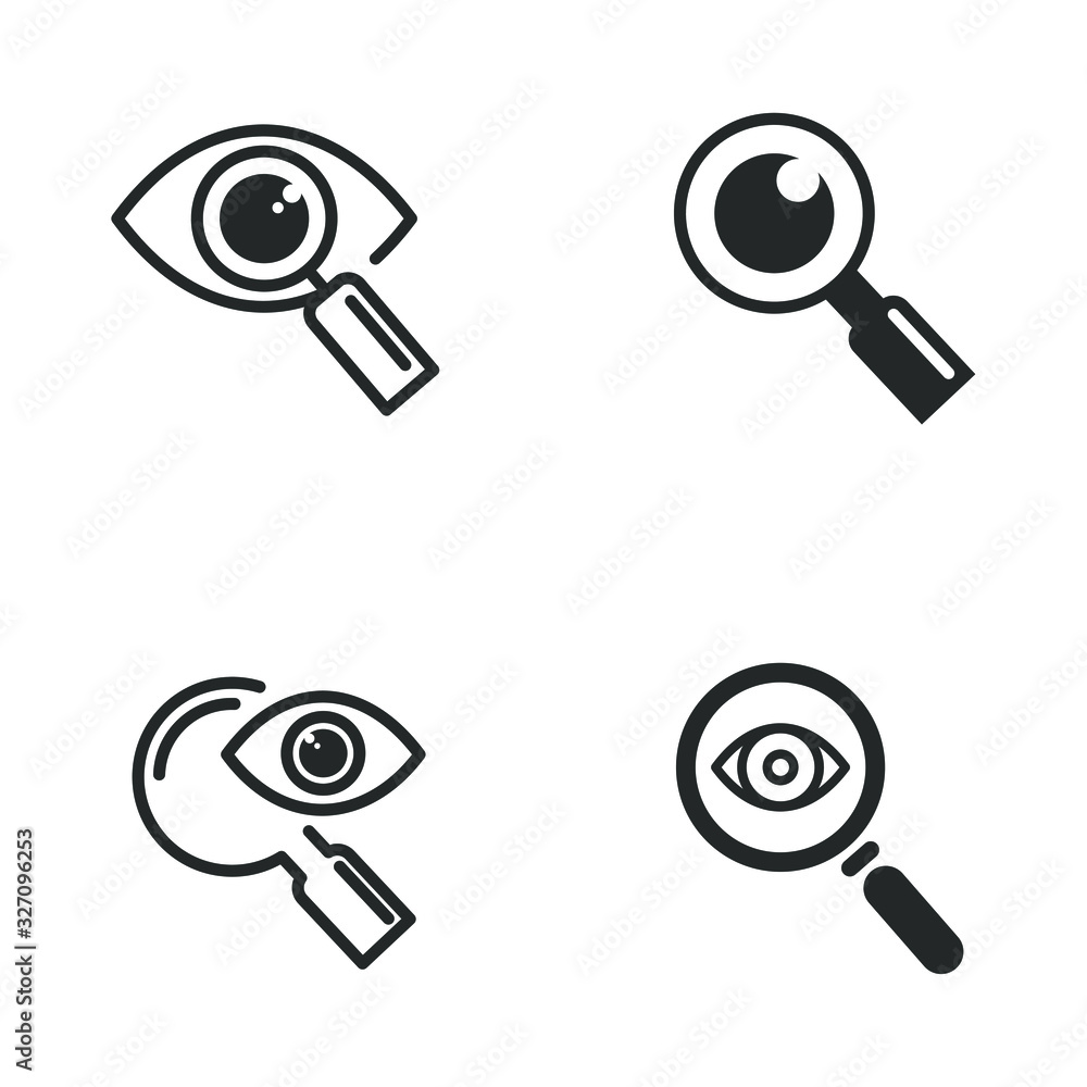 Aufkleber magnifier with eye glass outline icon template color editable. magnifier symbol vector sign isolated