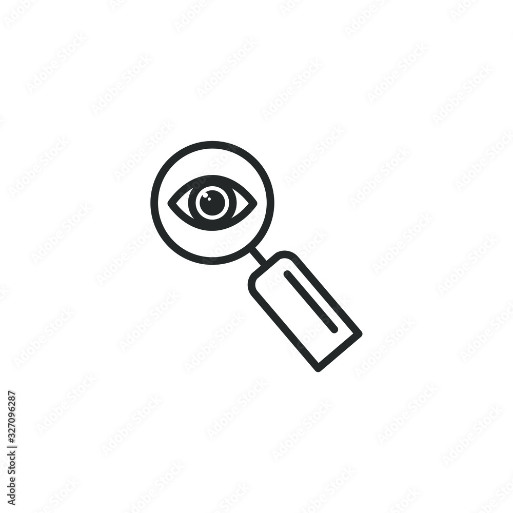 Poster magnifier with eye glass outline icon template color editable. magnifier symbol vector sign isolated