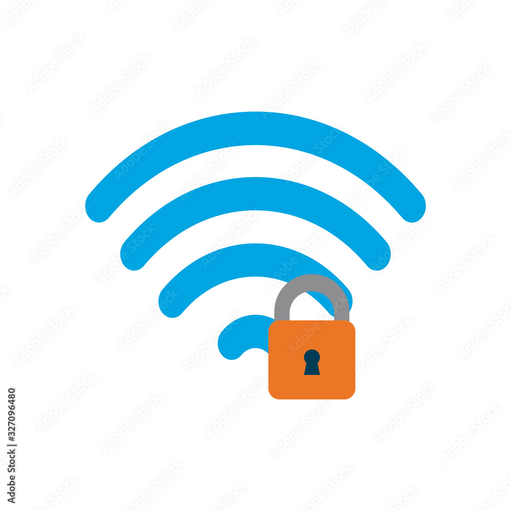 Poster isolated wifi and padlock flat style icon vector design