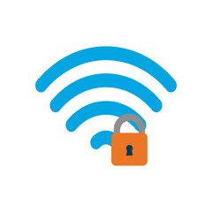 Isolated wifi and padlock flat style icon vector design