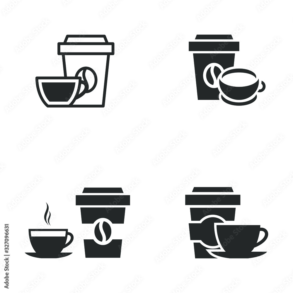 Poster coffee cup and glass icon template color editable. coffee cup symbol vector sign isolated on white b