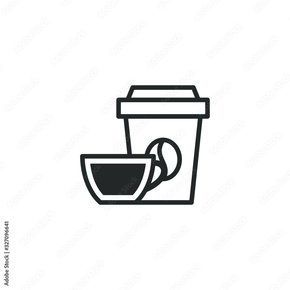 Poster coffee cup and glass icon template color editable. coffee cup symbol vector sign isolated on white b