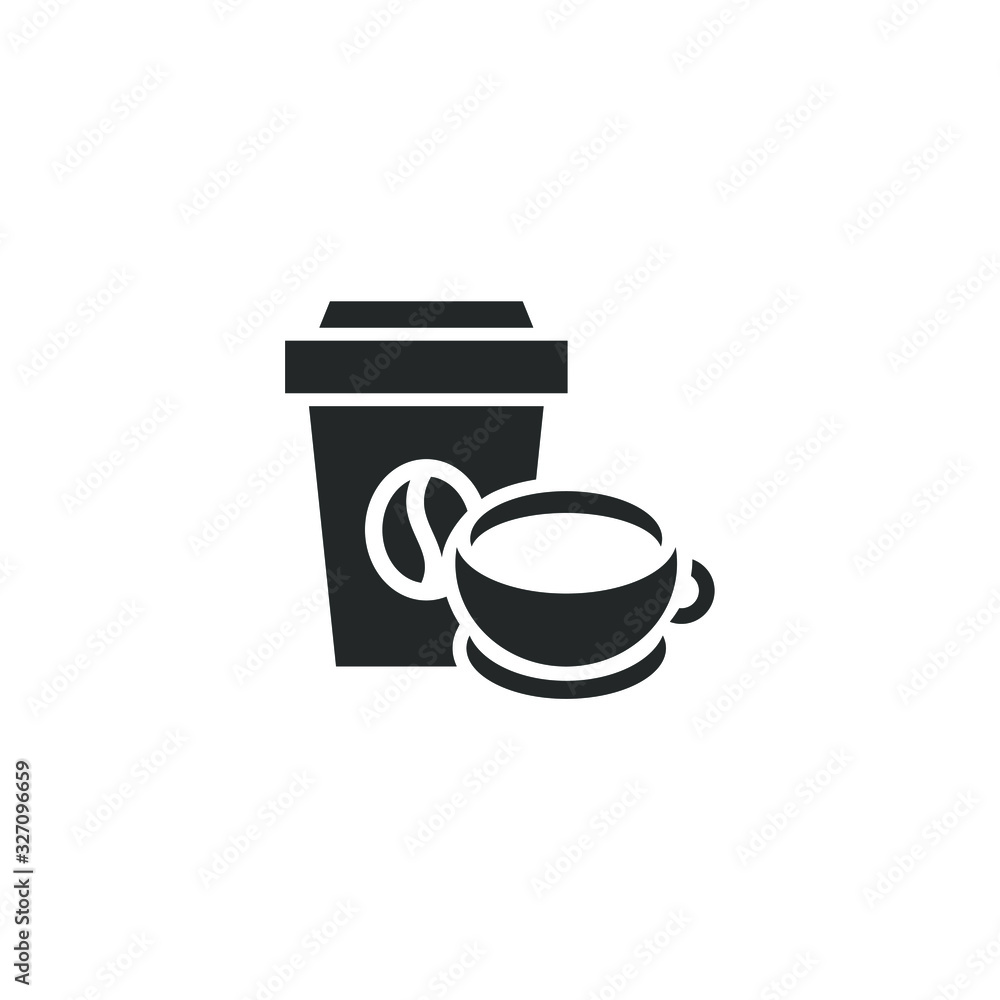 Poster coffee cup and glass icon template color editable. coffee cup symbol vector sign isolated on white b