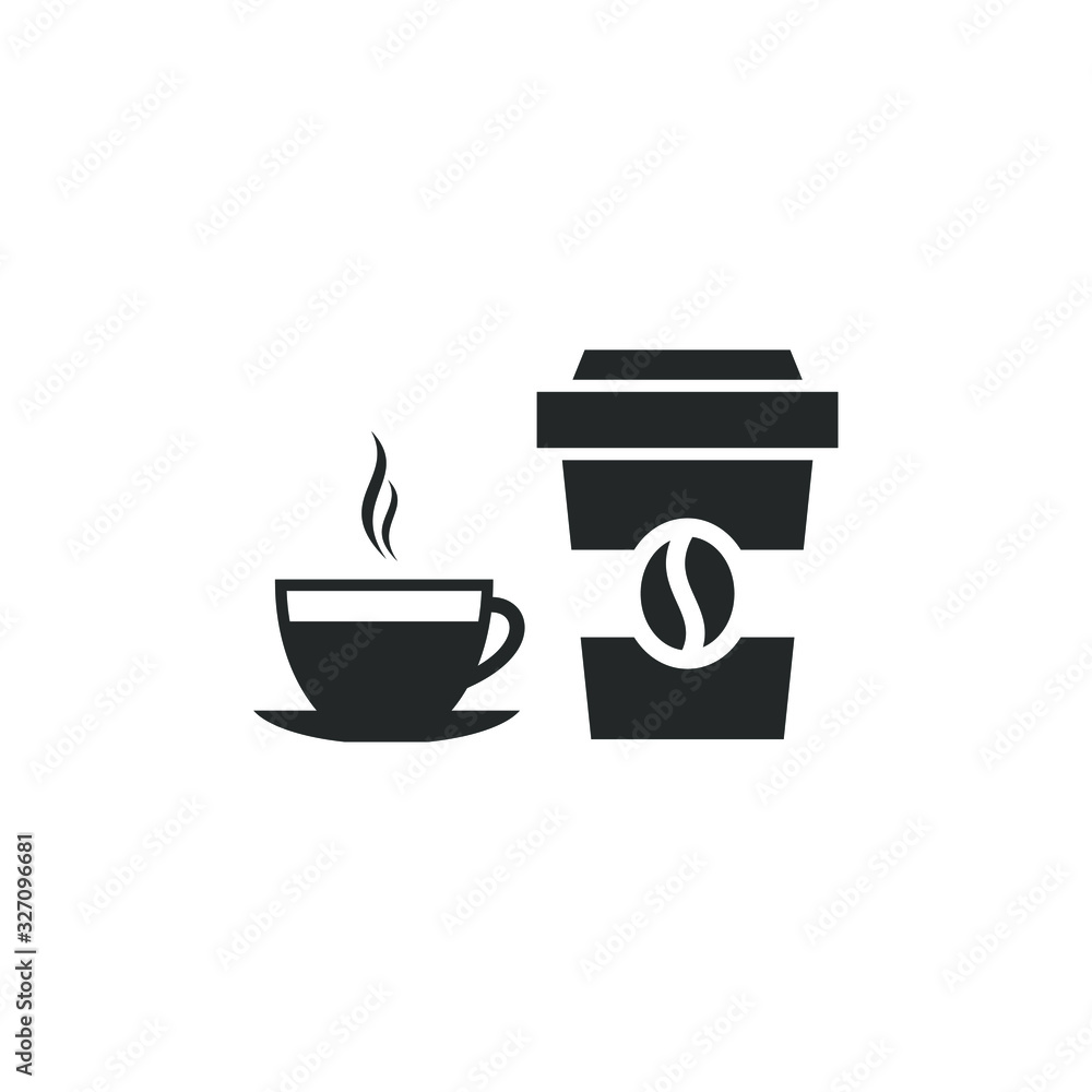 Poster coffee cup and glass icon template color editable. coffee cup symbol vector sign isolated on white b