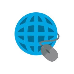 Isolated global sphere with mouse flat style icon vector design