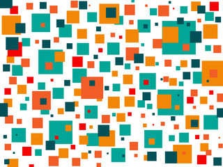 Green and orange squares overlap on white background