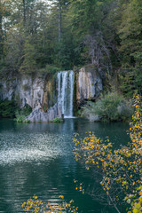 Fototapeta na wymiar Waterfalls and streams in Plitvice Lakes National Park in autumn, Croatia