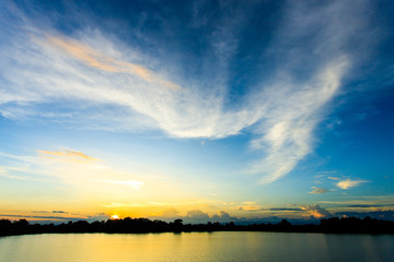 colorful dramatic sky with cloud at sunset