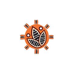 Aboriginal art dots painting icon symbol logo design vector template