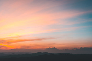 colorful dramatic sky with cloud at sunset