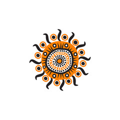 Aboriginal art dots painting icon symbol logo design vector template