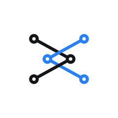 Abstract technology vector logo, black and blue