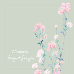 Set of card with flowers, leaves. Wedding ornament concept. Floral poster, invite. Decorative greeting card or invitation design background