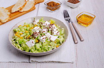 Vegetable salad with feta cheese