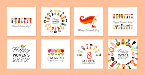 International Women s Day. Greeting cards collection for your design