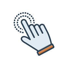 Color illustration icon for hand cursor 