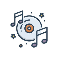 Color illustration icon for musically concert  