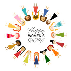 International Women s Day. Vector illustration with cute women for your design card, poster, flyer and other. Female characters