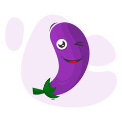 adorable eggplant mascot cartoon vector