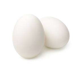 White eggs (duck eggs) isolated on white background. 