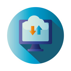 Isolated cloud computing and computer block gradient style icon vector design