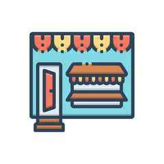 Color illustration icon for retail shop 