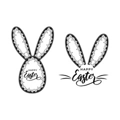 Bunny ears with marijuana leaves vector illustration