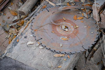 Rusty old saw blade is waste.