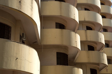 Repetition of roundish balcony in concrete in Cuba
