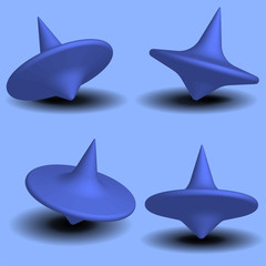 Fototapeta premium children's toy spinning top in different positions, 3D illustration, isolated