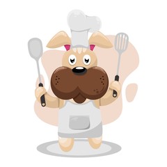 adorable dog chef mascot cartoon vector